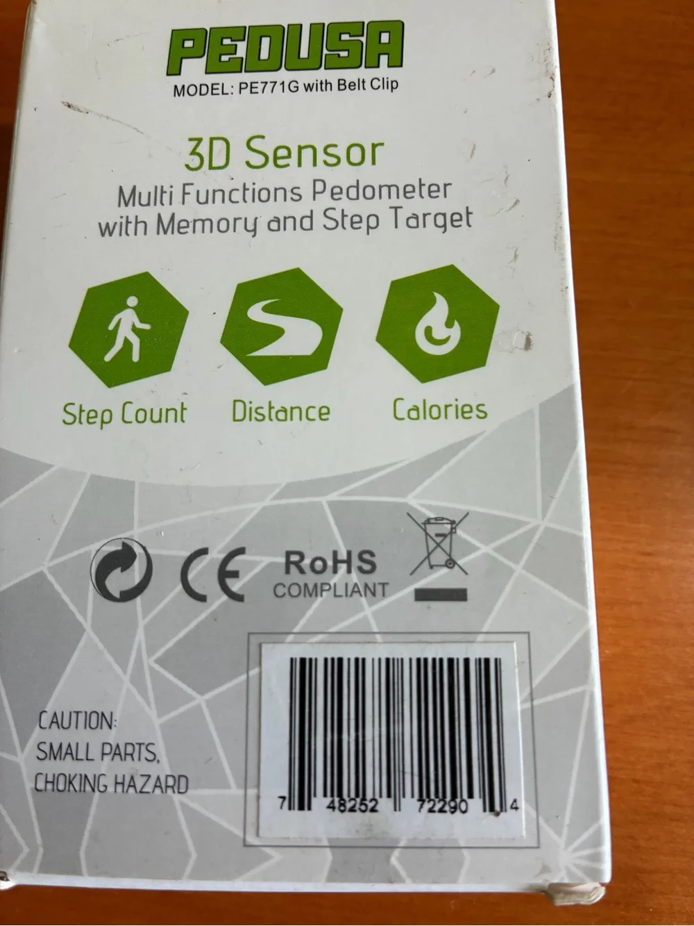 Pedusa Red Digital Pedometer with Belt Clip -3D Sensor With Memory & Step Target